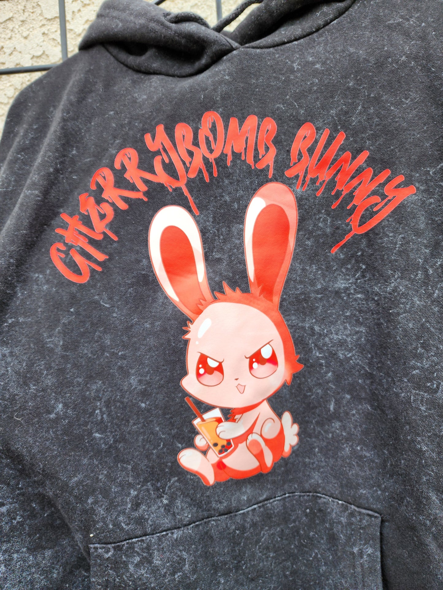 Cherry Bomb Hoodie Vintage Black Wash $25 Sale