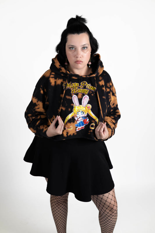 Moon Prism Bunny Rust Crop Top  Hoodie