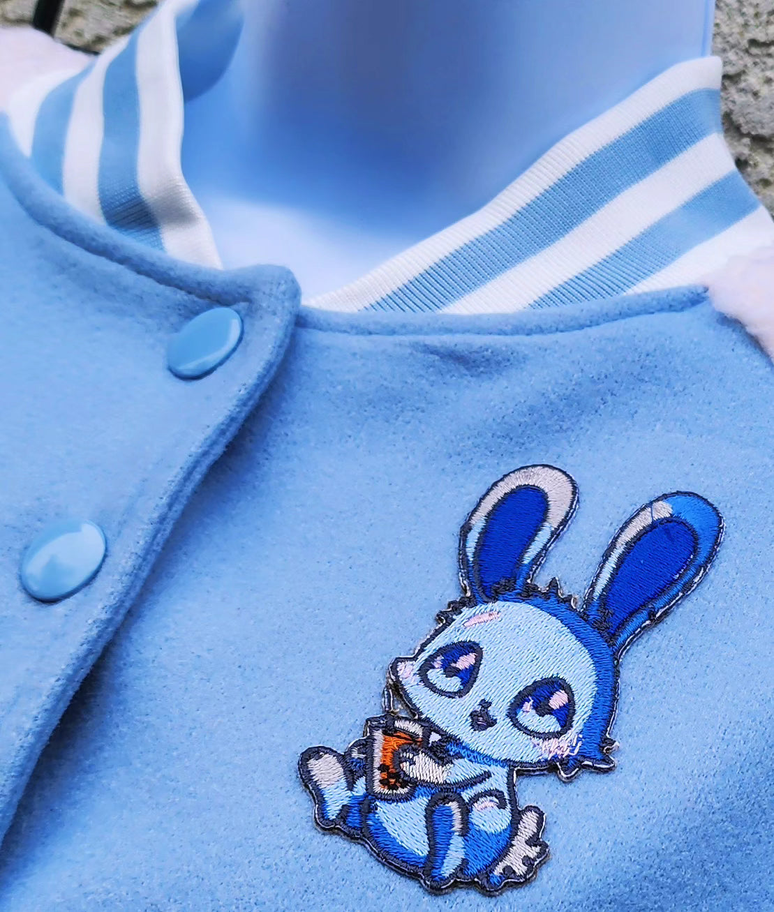 Baby Blue blueberrybunny  Crop Varsity Jacket Small  + Tennis Shorts Small Combo